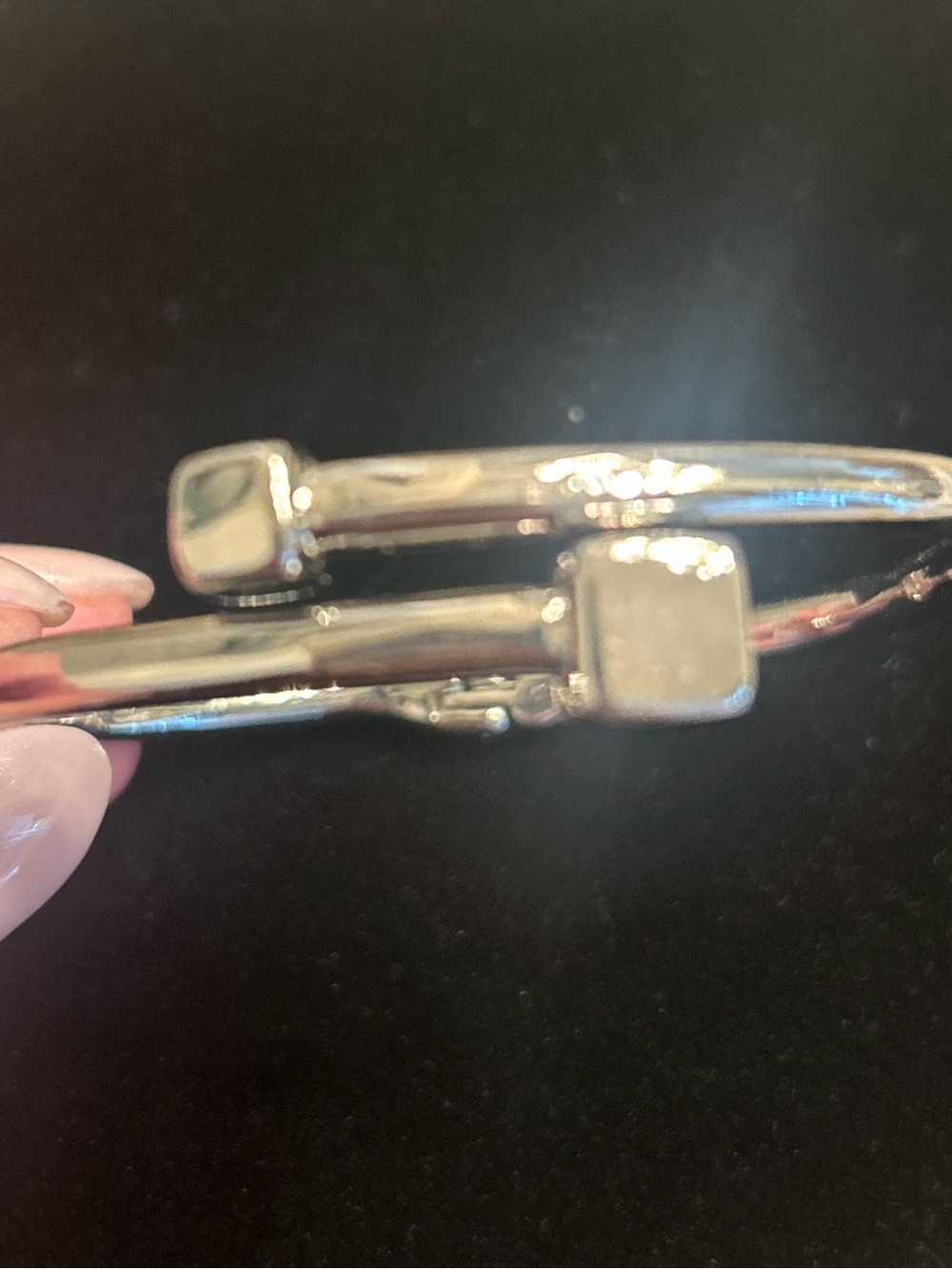 Silver Tone Square-Head Bangle Bracelet